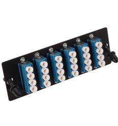 LC UPC Quad, 24 Fiber Singlemode Adapter Panel Blue