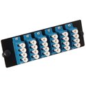 LC UPC Quad, 24 Fiber Singlemode Adapter Panel Blue