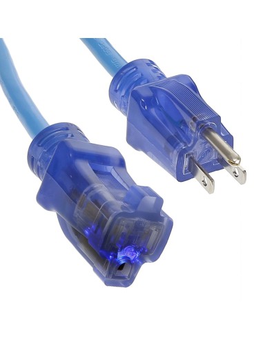 14/3 SJTW Power Extension Cord Lighted Clear Blue