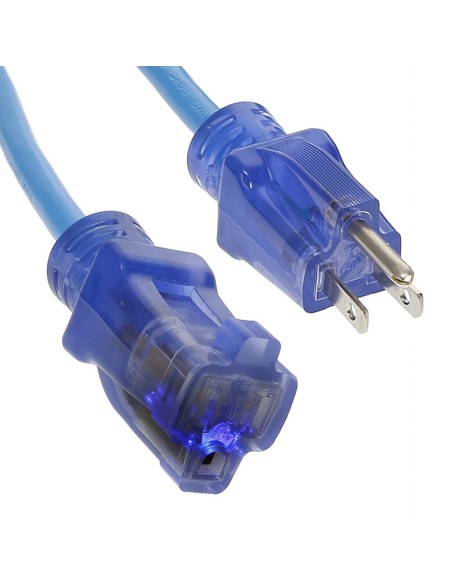 14/3 SJTW Power Extension Cord Lighted Clear Blue
