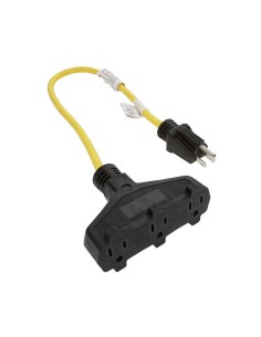 2Ft 3-Outlet Adapter SJTW 14/3 Yellow