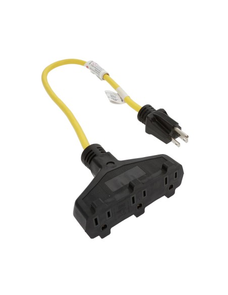 2Ft 3-Outlet Adapter SJTW 14/3 Yellow