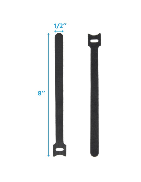 8" Hook and Loop Wrap Strap 1/2" Width Black