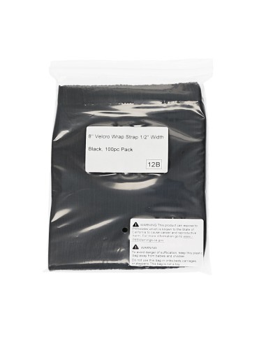 8" Hook and Loop Wrap Strap 1/2" Width Black