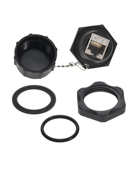 Cat6 RJ45 Shielded Industrial Panel Mount Bulkhead Coupler with Dust Cap