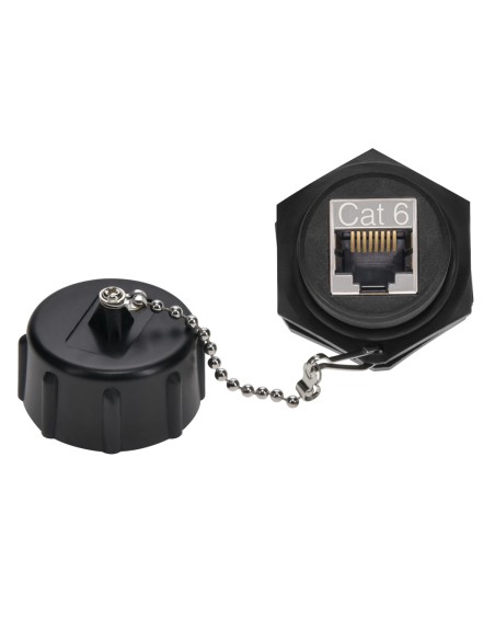 Cat6 RJ45 Shielded Industrial Panel Mount Bulkhead Coupler with Dust Cap
