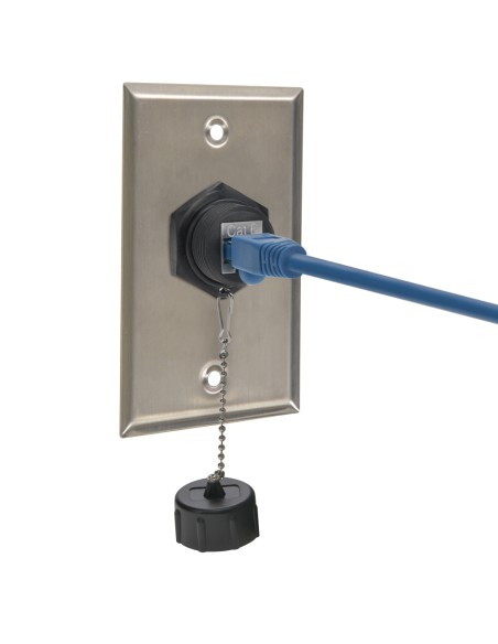 Cat6 RJ45 Shielded Industrial Panel Mount Bulkhead Coupler with Dust Cap