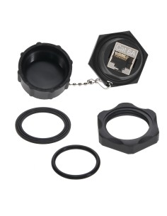 Cat6a RJ45 Shielded Industrial Panel Mount Bulkhead Coupler with Dust Cap 2