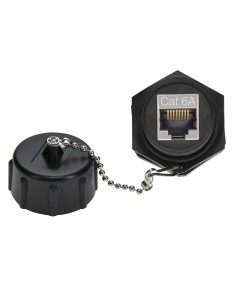 Cat6a RJ45 Shielded Industrial Panel Mount Bulkhead Coupler with Dust Cap