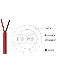 1000FT 14AWG/2C Solid Unshielded Fire Alarm FPLR Bare Copper Cable Red 2
