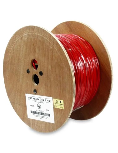 1000FT 16AWG/2C Solid Shielded Fire Alarm FPLR Bare Copper Cable Red