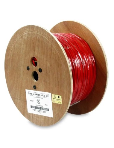 1000FT 16AWG/2C Solid Unshielded Fire Alarm FPLR Bare Copper Cable Red
