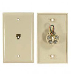 RJ11 Wall Plate Single Port Ivory