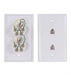 RJ11 Wall Plate Dual Port White