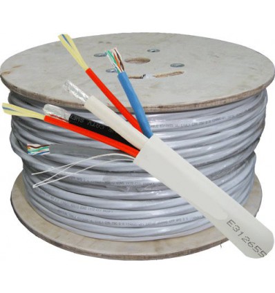 Composite Cable 2x RG6 Quad Shield 2x Cat5e 2x Fiber - 500Ft