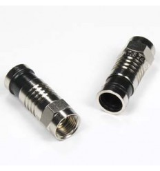 F Male Dual Shield RG59 Compression Connector Black